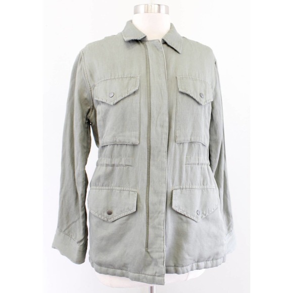 RAILS Jayden Sage Green Drawstring Utility Style Jacket Size XS Plaid Lined - Picture 2 of 7